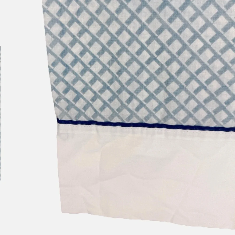 2 VIntage King-Sized Pillowcases Blue White Cotton Printed Bedding Pair Pattern